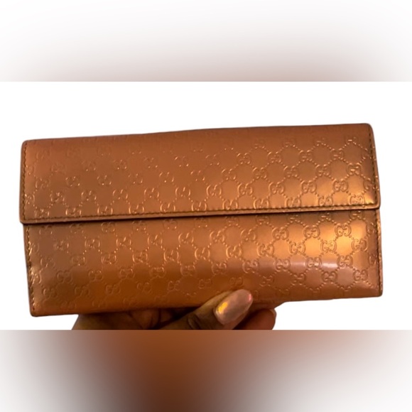 GUCCI Shine Rose Beige Guccissima Patent Leather Wallet - Picture 9 of 16